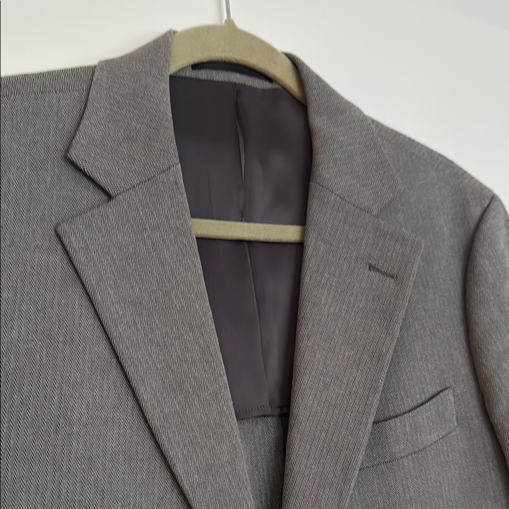 Gray Wool Blazer with Notch Lapel - Picture 4 of 6